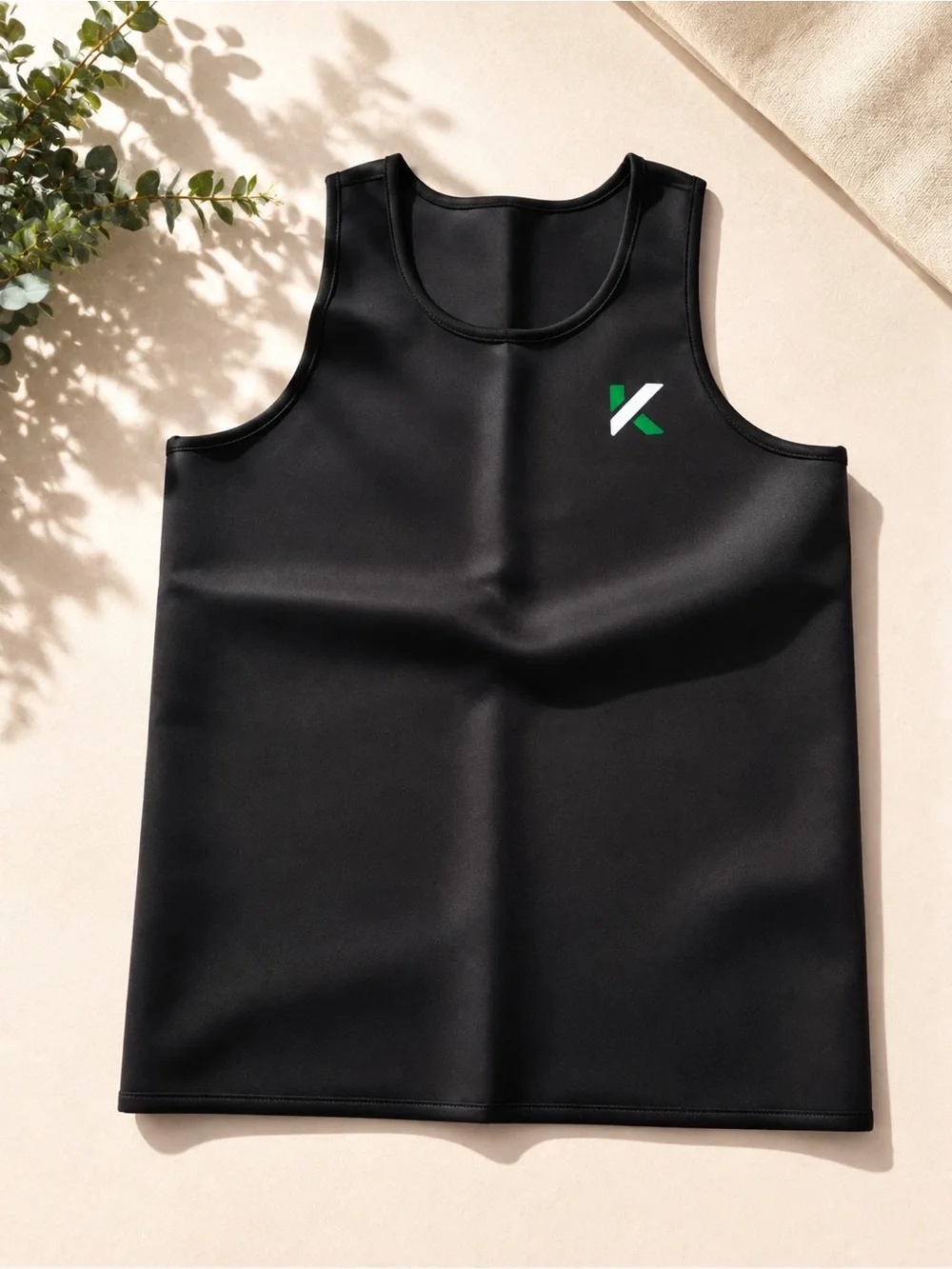 Men's Black Swim Tank with Green Accent - Brand